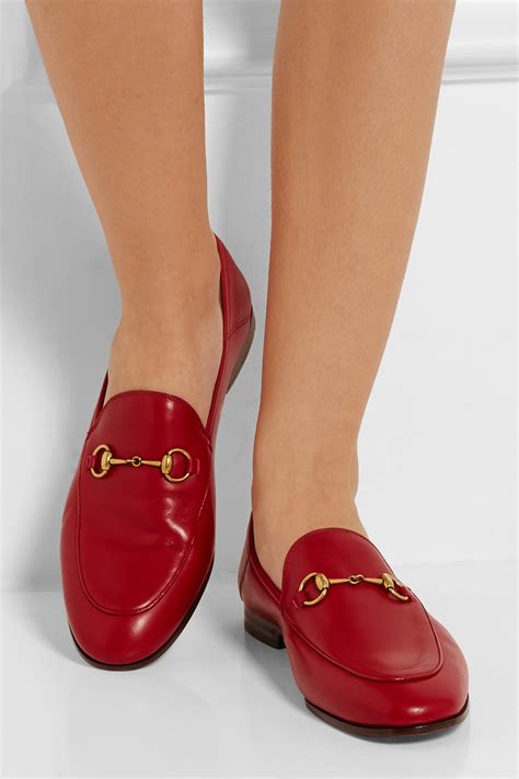 gucci womens red leather driving moc horsebit|collapsible Gucci loafers.